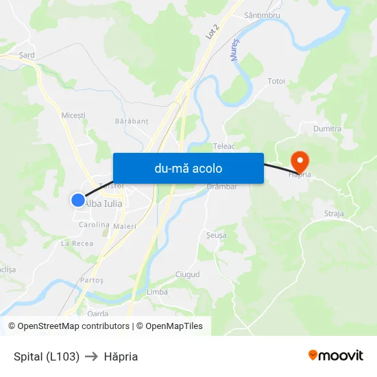 Harta de Spital (L103) către Hăpria