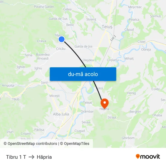 Harta de Tibru 1 T către Hăpria