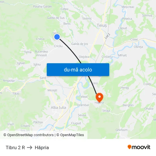 Harta de Tibru 2 R către Hăpria