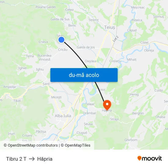 Harta de Tibru 2 T către Hăpria