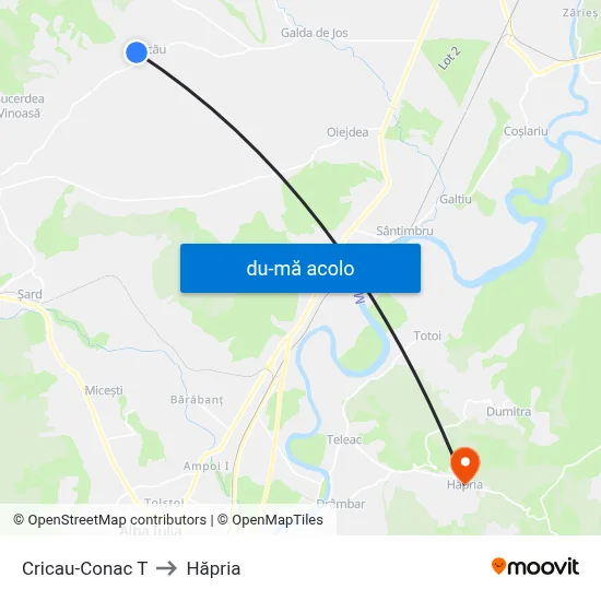 Harta de Cricau-Conac T către Hăpria