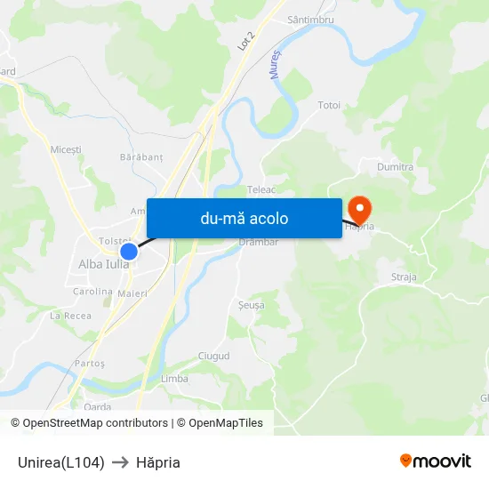 Harta de Unirea(L104) către Hăpria