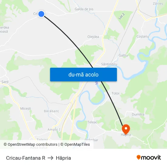 Harta de Cricau-Fantana R către Hăpria