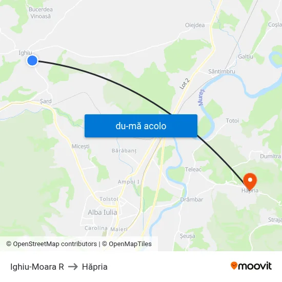 Harta de Ighiu-Moara R către Hăpria