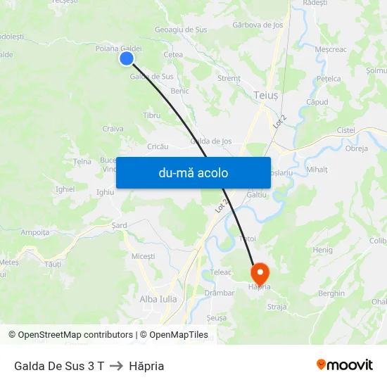 Harta de Galda De Sus 3 T către Hăpria