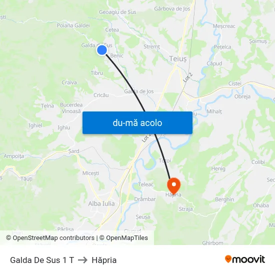 Harta de Galda De Sus 1 T către Hăpria