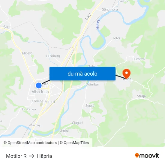 Harta de Motilor R către Hăpria
