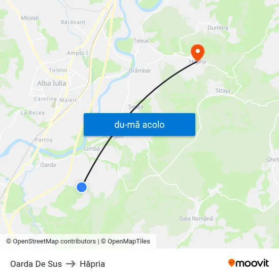 Harta de Oarda De Sus către Hăpria