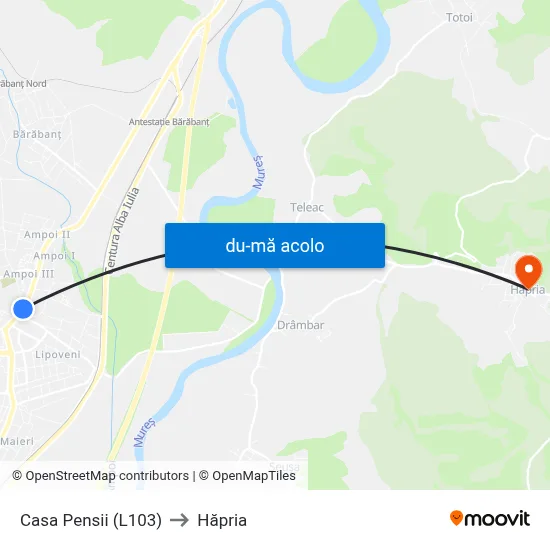 Harta de Casa Pensii (L103) către Hăpria