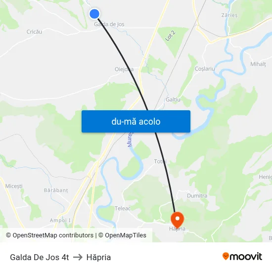 Harta de Galda De Jos 4t către Hăpria