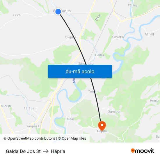 Harta de Galda De Jos 3t către Hăpria
