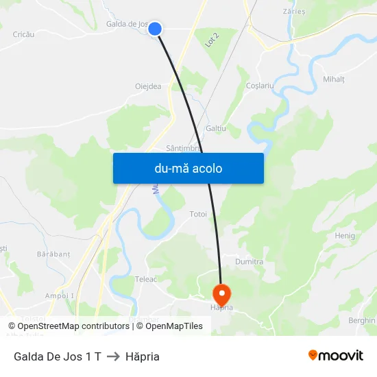 Harta de Galda De Jos 1 T către Hăpria