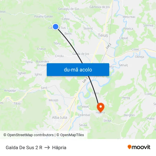 Harta de Galda De Sus 2 R către Hăpria