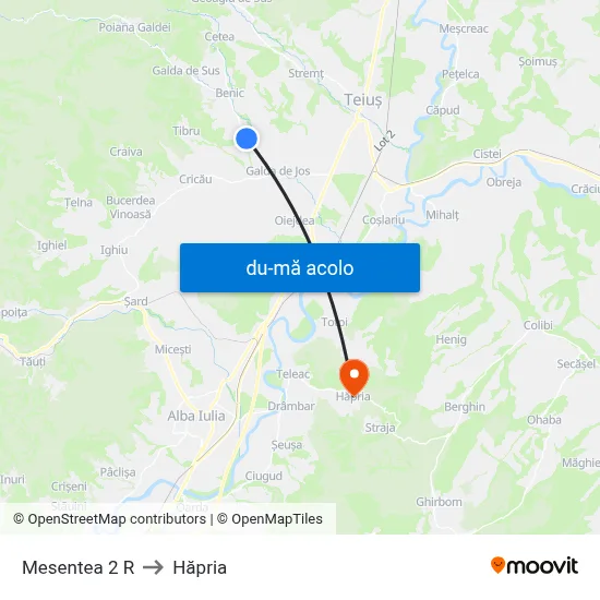 Harta de Mesentea 2 R către Hăpria