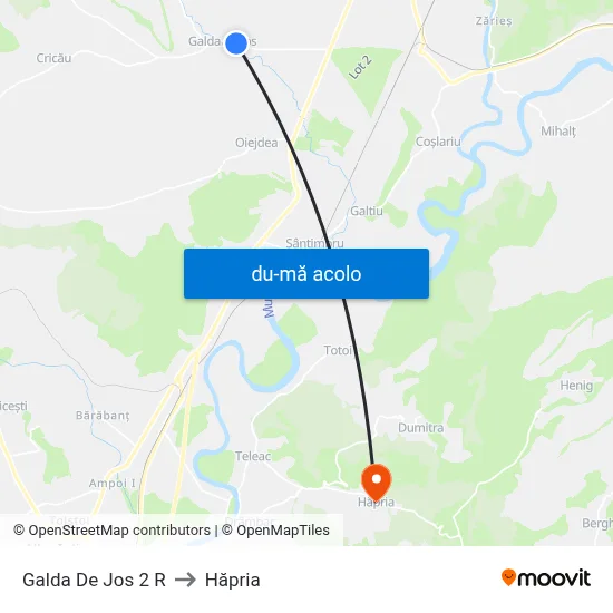 Harta de Galda De Jos 2 R către Hăpria