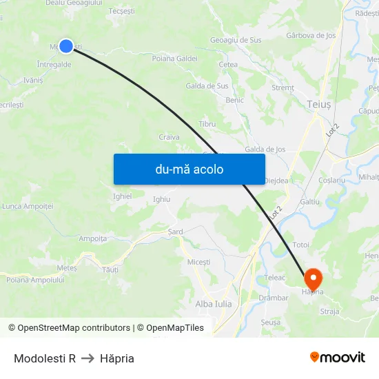 Harta de Modolesti  R către Hăpria