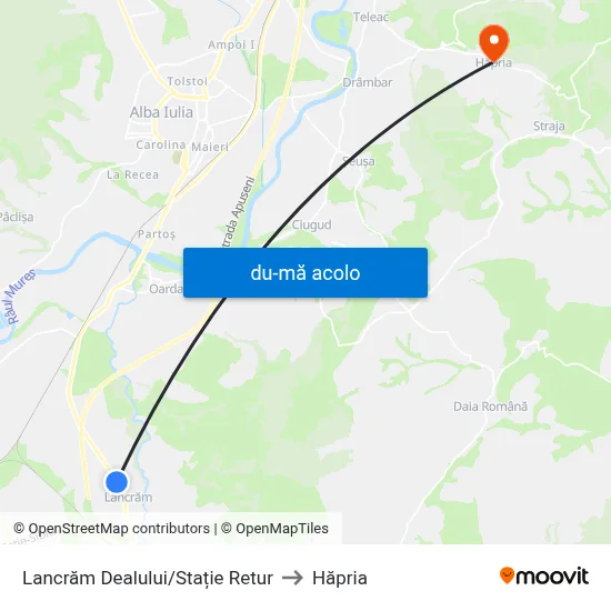 Harta de Lancrăm Dealului/Stație Retur către Hăpria
