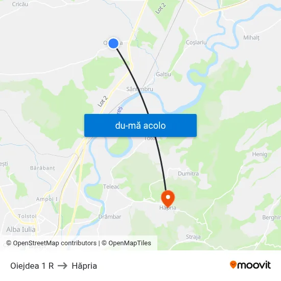 Harta de Oiejdea 1 R către Hăpria