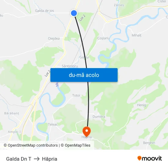 Harta de Galda Dn T către Hăpria