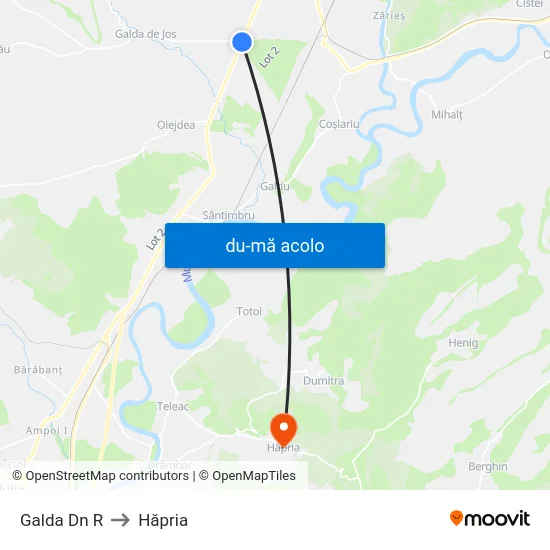 Harta de Galda Dn R către Hăpria