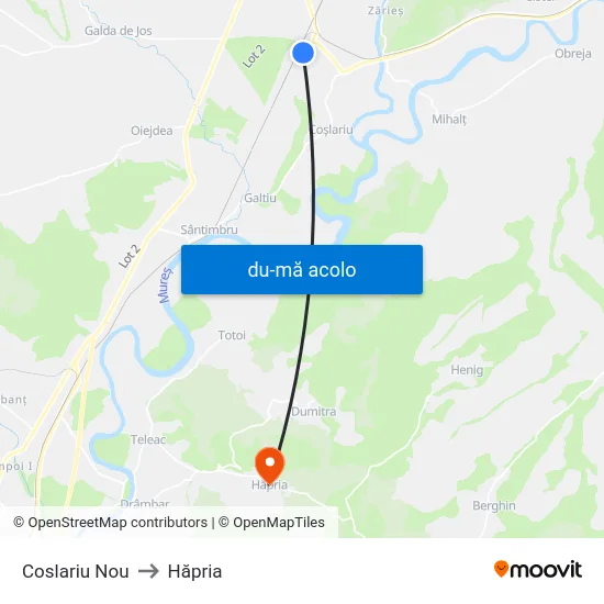 Harta de Coslariu Nou către Hăpria