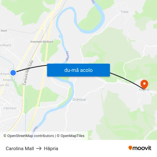 Harta de Carolina Mall către Hăpria