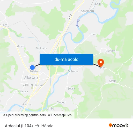 Harta de Ardealul (L104) către Hăpria