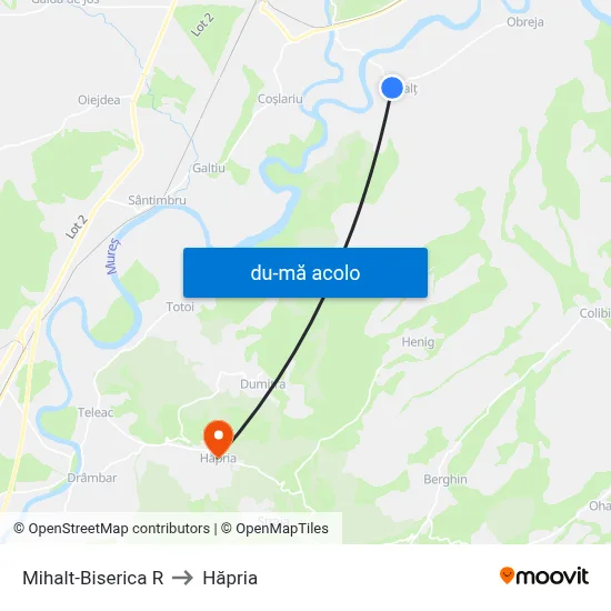 Harta de Mihalt-Biserica R către Hăpria