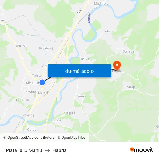 Harta de Piața Iuliu Maniu către Hăpria