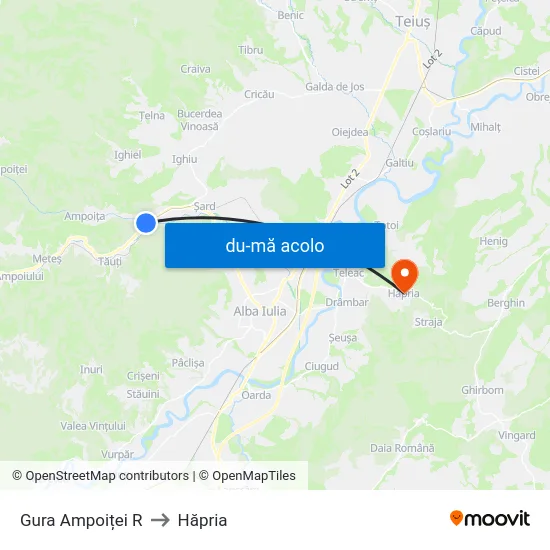 Harta de Gura Ampoiței R către Hăpria