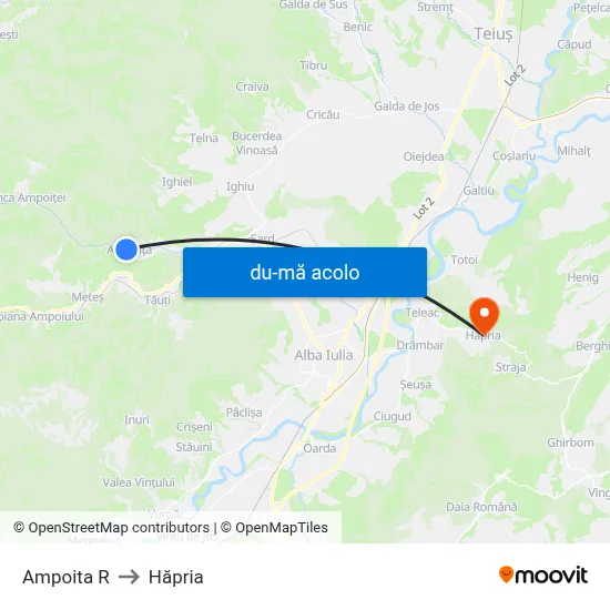 Harta de Ampoita R către Hăpria