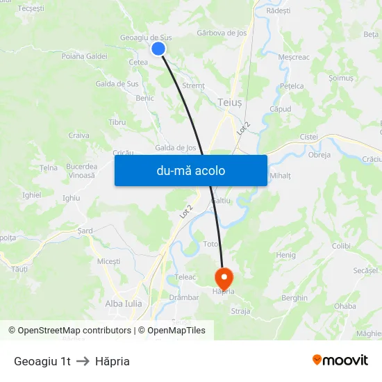 Harta de Geoagiu 1t către Hăpria