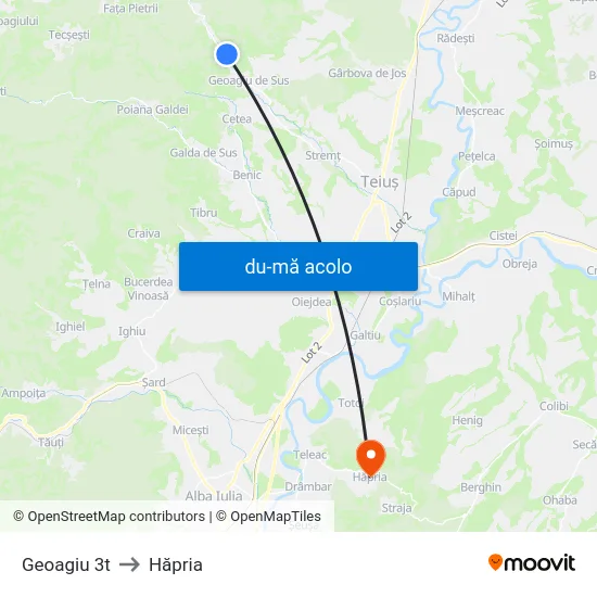Harta de Geoagiu 3t către Hăpria