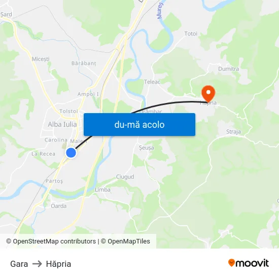 Harta de Gara către Hăpria