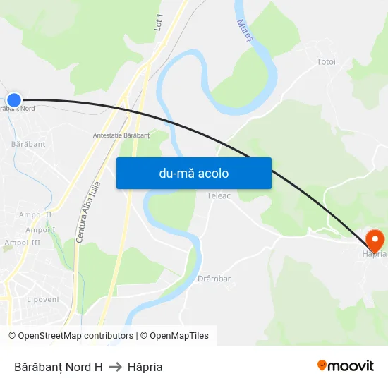 Harta de Bărăbanț Nord H către Hăpria