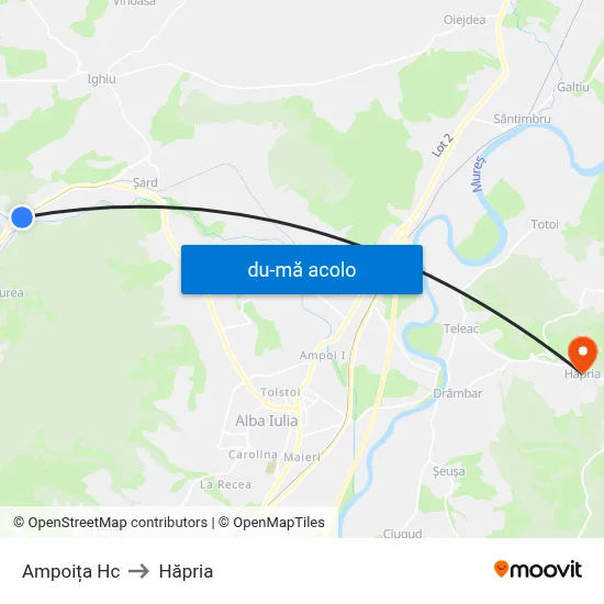 Harta de Ampoița Hc către Hăpria