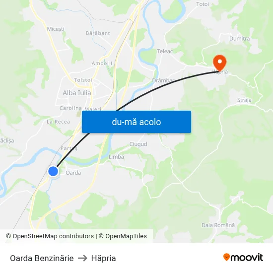 Harta de Oarda  Benzinărie către Hăpria