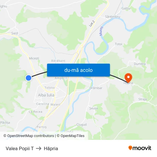 Harta de Valea Popii T către Hăpria