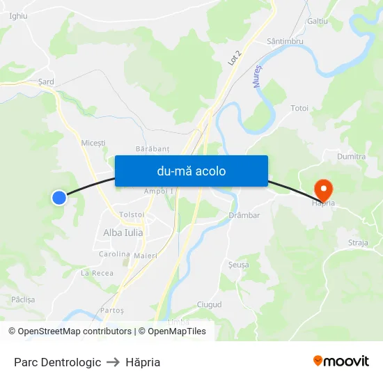 Harta de Parc Dentrologic către Hăpria