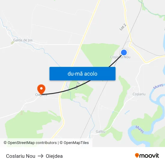Harta de Coslariu Nou către Oiejdea
