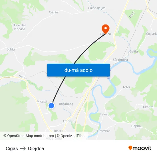 Harta de Cigas către Oiejdea