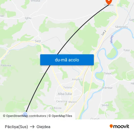 Harta de Pâclișa(Sus) către Oiejdea