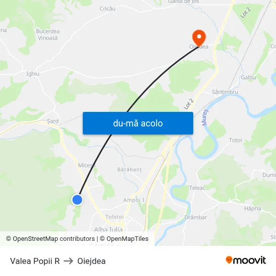 Harta de Valea Popii R către Oiejdea