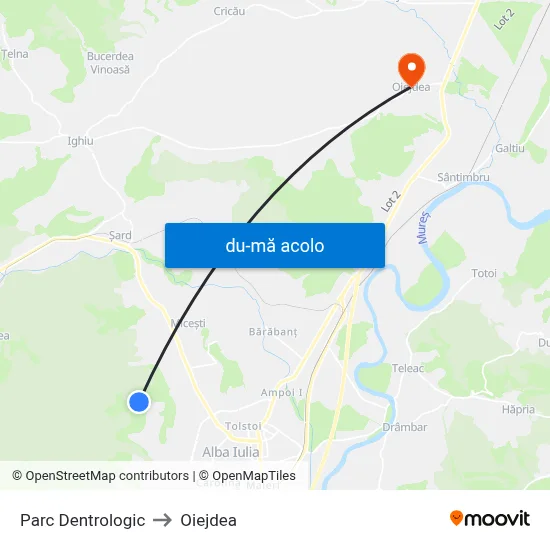 Harta de Parc Dentrologic către Oiejdea