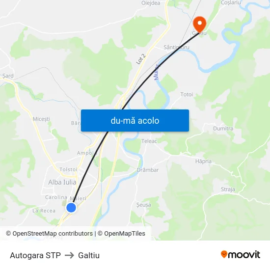 Harta de Autogara STP către Galtiu