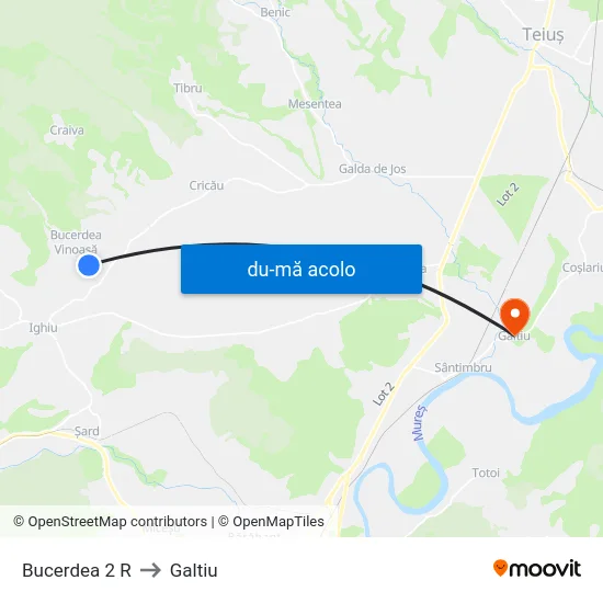 Harta de Bucerdea 2 R către Galtiu