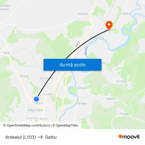 Harta de Ardealul (L103) către Galtiu