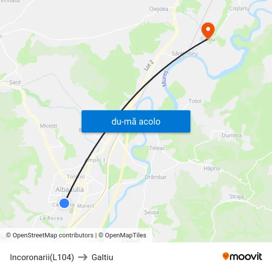 Harta de Incoronarii(L104) către Galtiu