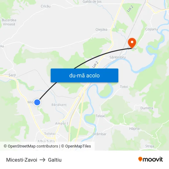 Harta de Micesti-Zavoi către Galtiu
