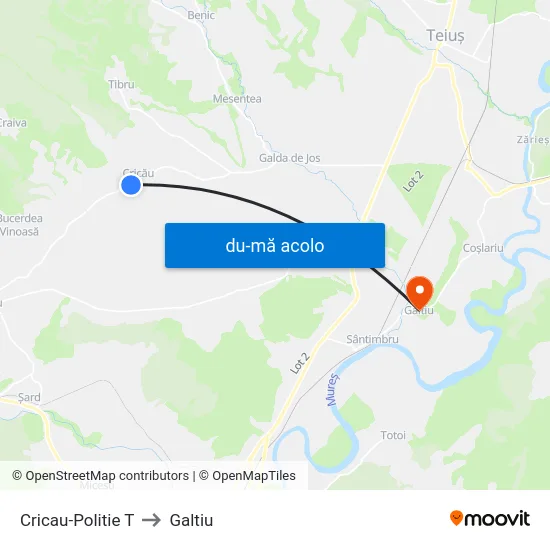 Harta de Cricau-Politie T către Galtiu